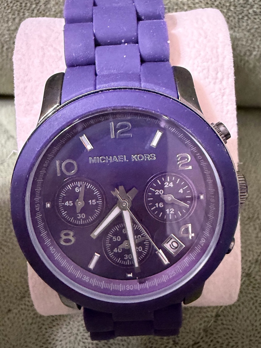 Michael Kors Purple Silicone Chronograph Watch with Date